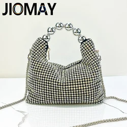 JIOMAY Fashion Steel Ball Handle Tote Bag Wykwintne torby na ramię z kryształkami Luksusowe torby designerskie Torebki dla kobiet Kosmetyczka