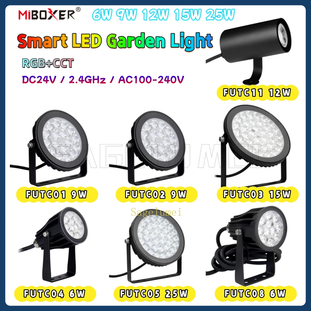 Miboxer 6W 9W 12W 15W 25W Smart Garden Light Waterproof RGBCCT LED Lawn Lamp 2.4G RF Remote Tuya WiFi APP Voice Control FUTC01