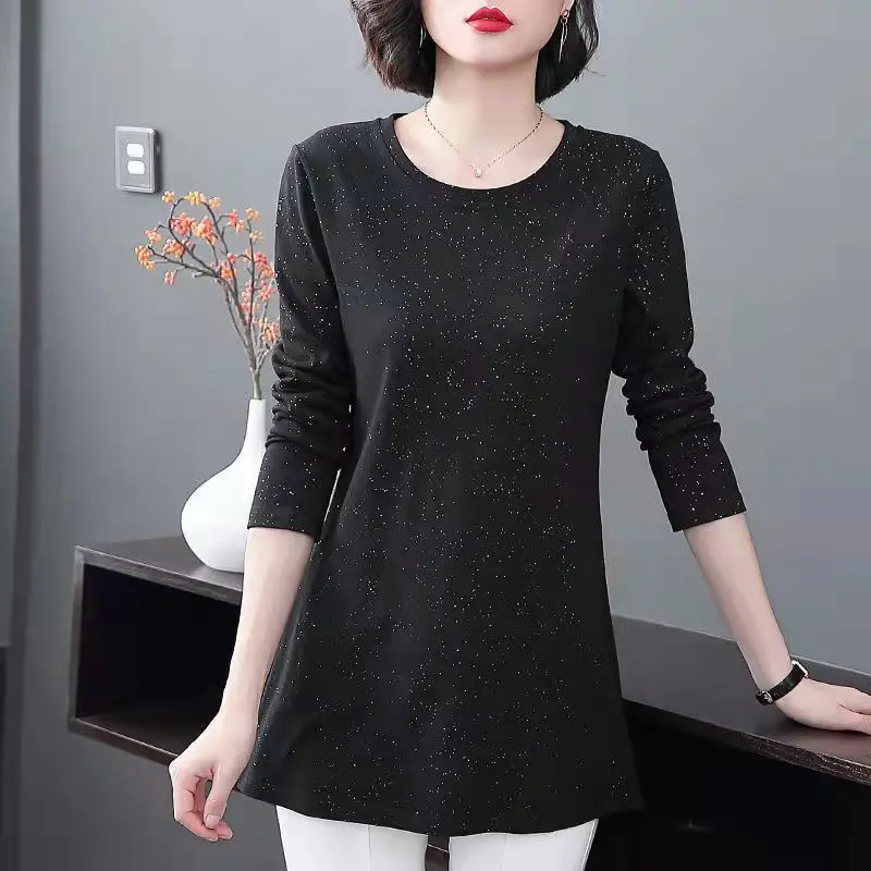 

Spring Autumn New Long Sleeve All-match T Shirts Solid Color O-neck Plus Size Casual Tops Tees Fashion Vintage Women Clothing