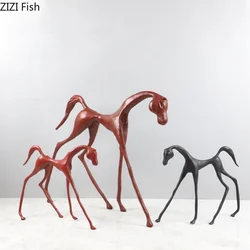 Creative Cast Iron Dark Horse Red Horse Animal Sculpture Desktop Ornament Living Room Decoration Artwork Home Decoration Gift