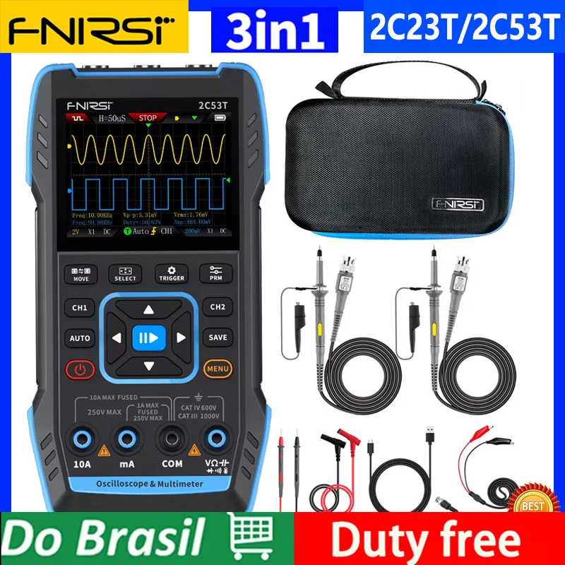 FNIRSI 2C23T 2C53T Upgrade 50MHz Handheld Digital Oscilloscope Multimeter Signal Generator 3 in 1 Dual Channel Automotive Tools