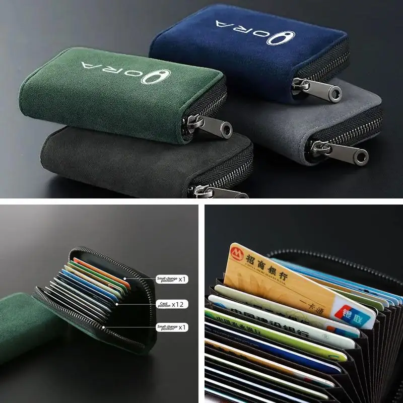 Suede Car Card Holder Wallet For Great Wall ORA Good Cat Lightning Cat Punk Cat Multi-function ID Coin Purse Auto Accessory