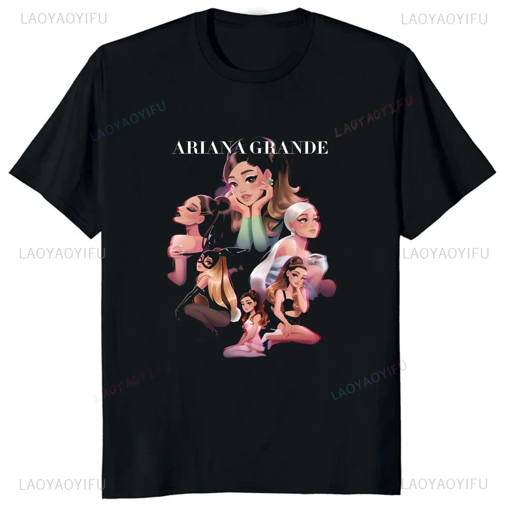 Vintage Ariana Grande Singer T-shirt Summer Trend Harajuku Short Sleeved Unisex Shirt Graphic Oversized T-shirt