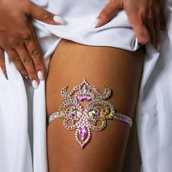 Cuerpo Rave colorido cristal muslo cadena danza del vientre accesorios 2024 playa Bikini geométrico Sexy pierna joyería vestido para mujer