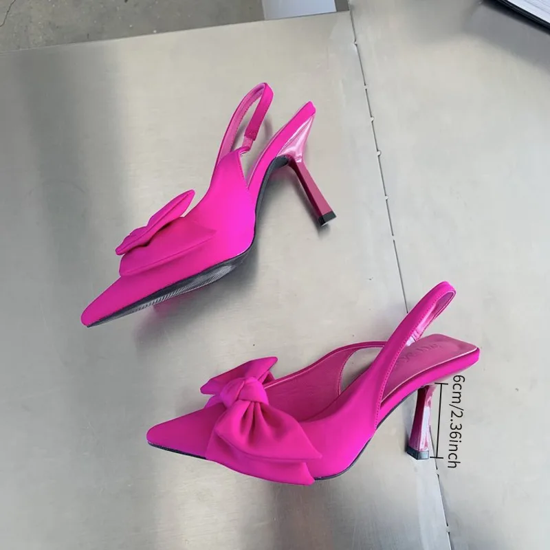 

Women High-Heeled Sandals Sweet Bow-knot Pointed Shallow Mouth Slingbacks Heels Shoes Sexy Ladies Elegant Dress Pumps Shoes