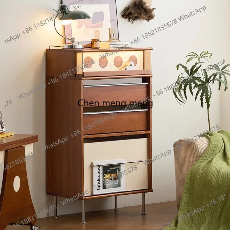 

Vintage Bauhaus solid wood chest of drawers with lights Vintage drawer storage cabinet TV sideboard