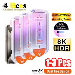 Dust Free Easy Installation Screen Protector for IPhone 13 11 16 12 14 15 Pro Max Plus Mini XS XR Tempered Glass Oleophobic