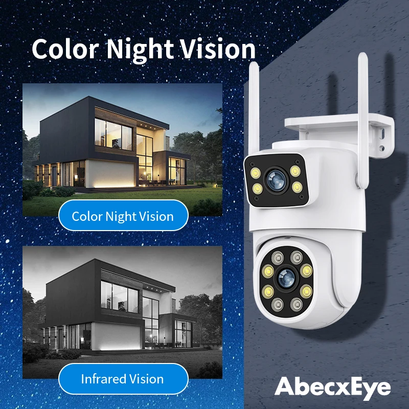 كاميرا تكبير 6x، عدسة مزدوجة 4K 8MP كاميرا شبكة خارجية IP66 عالية الوضوح، رؤية ليلية تتبع تلقائي AI