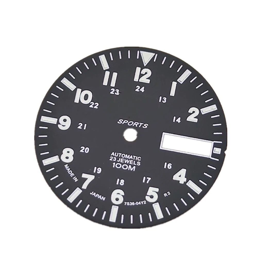 28.5mm/1.11in Super Lumin Dial for NH36A Movement C3 Green Luminous Watch Face Dial Plate Replacement Black/White Watch Parts