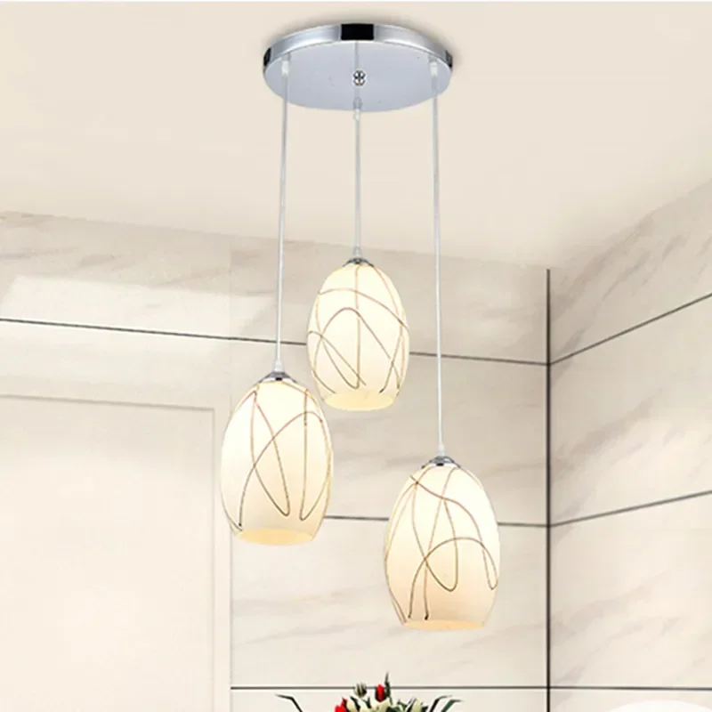 Modern Restaurant Three Head Crystal Creative Dining Room Bar Table Light Simple Led Iron Dining Chandelier