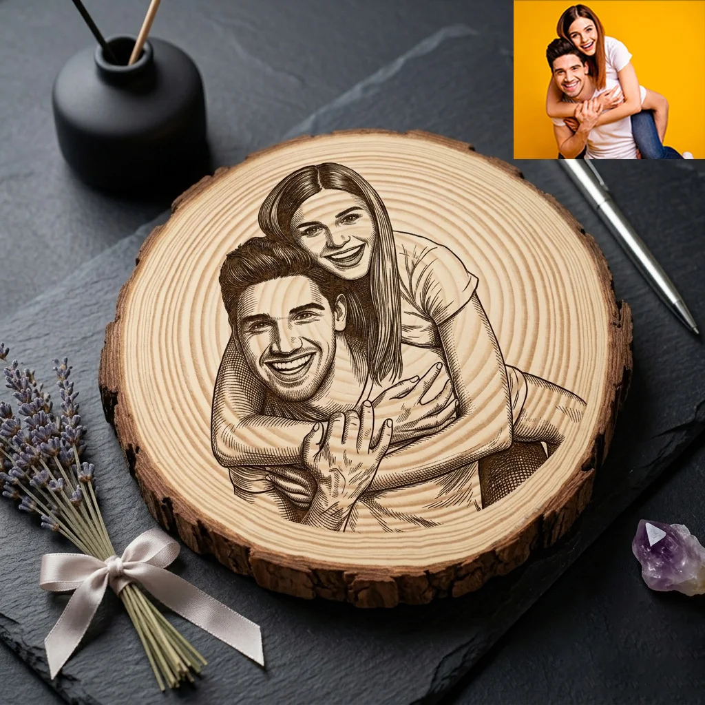 Custom Photo Round Wooden Plaques Personalized Family Portrait Gifts Unique Decorative Ornaments for Bedrooms Rooms Desks