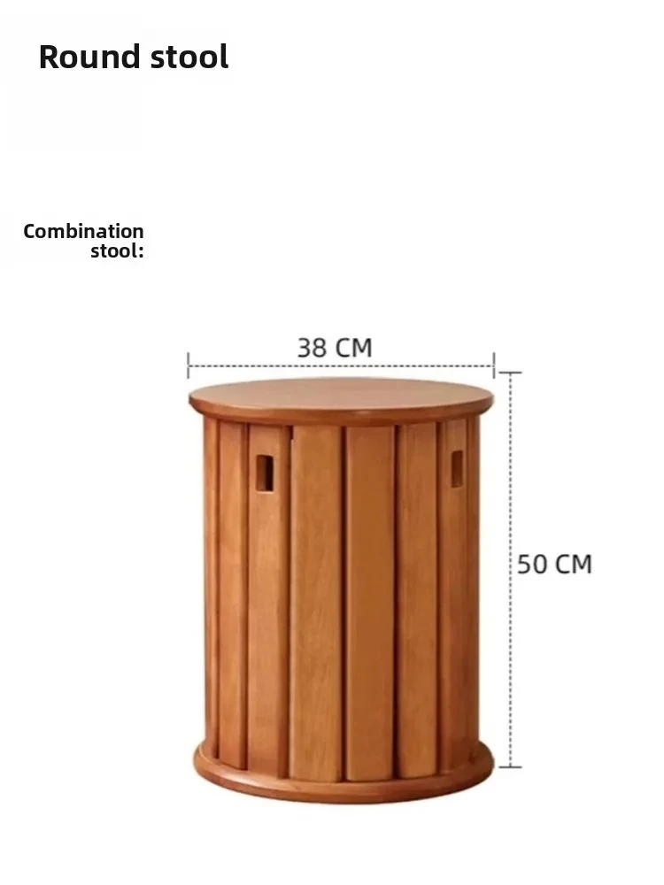 Household stools solid wood stackable round stools new Chinese stools small short stools kitchen dining room small stools