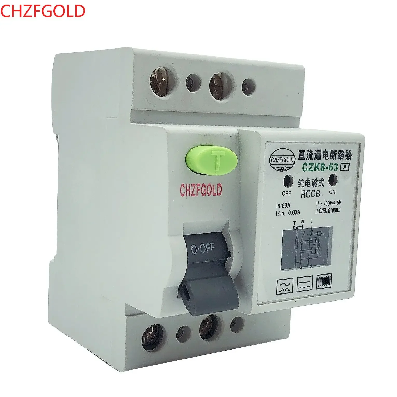 2p, 63 amp tipo b 10ka rccb dc rcd 230v 400v 30maDisjuntor de corrente residual para veículo elétrico, carregador de pilha,