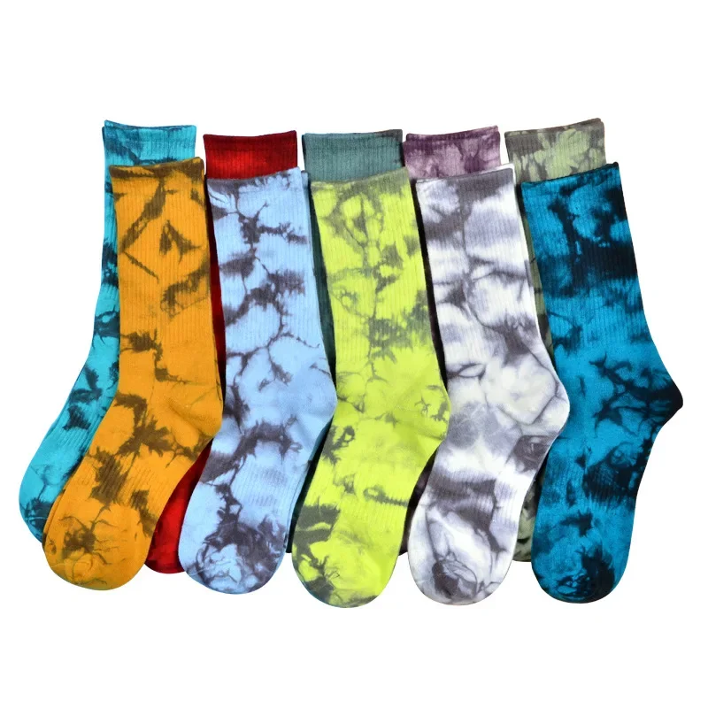 New Men and Women Tie-dye Socks Spring and Autumn Ins Socks European and American Skateboard Socks Long Tube Couple Socks