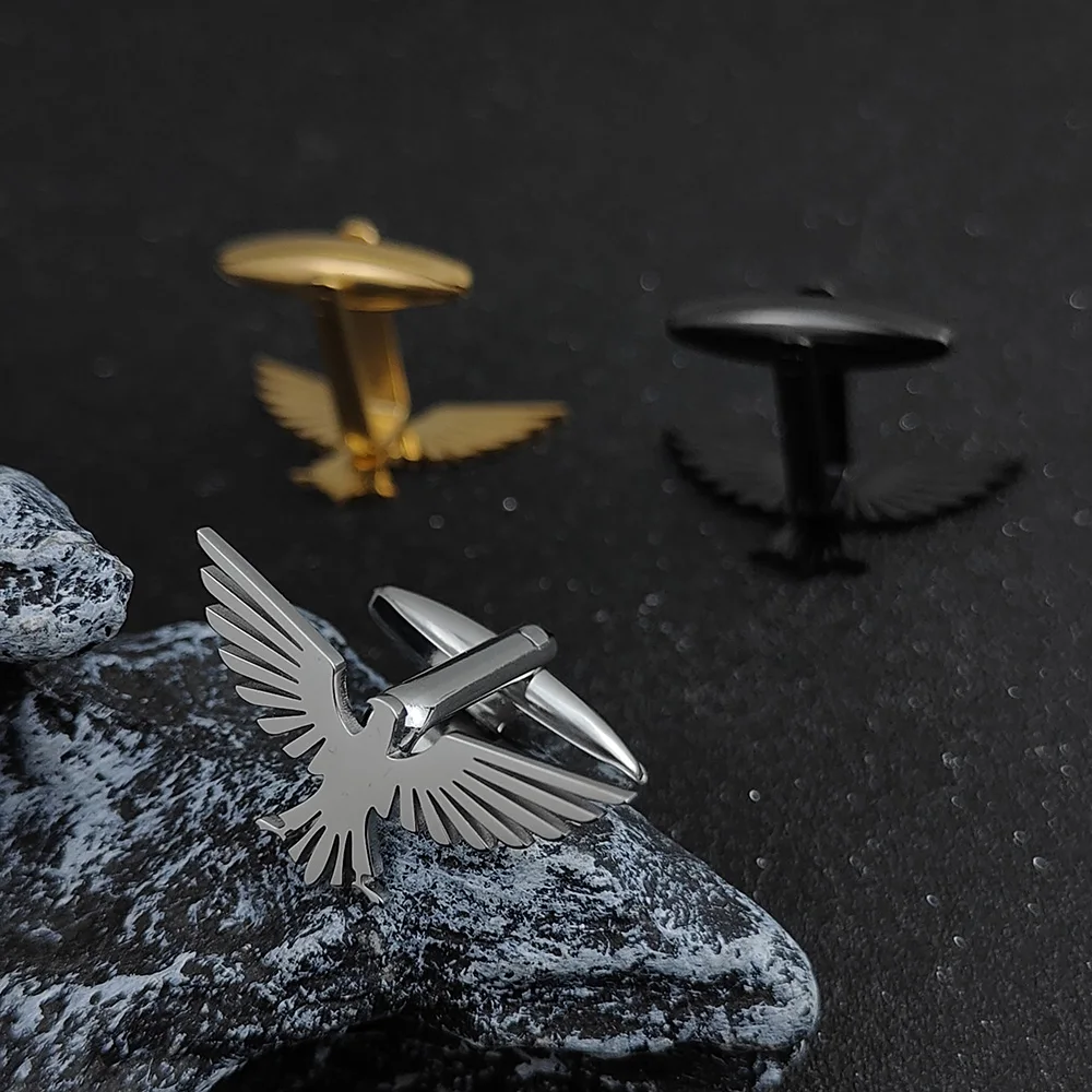 Charming Bird Series Eagle Cuff link Pria Stainless Steel hewan elemen kemeja aksesoris Hari Valentine hadiah untuk pacar laki-laki