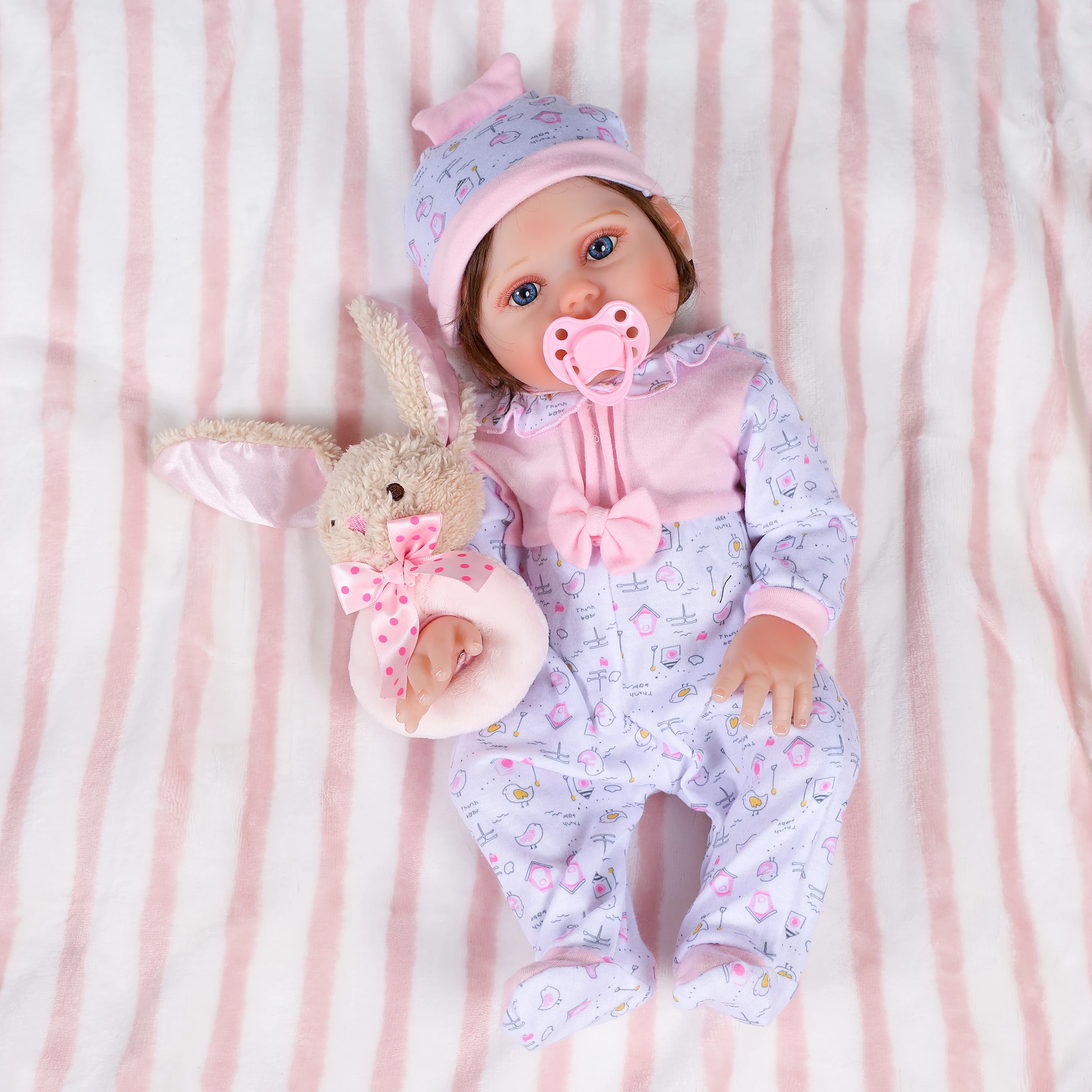 17-Zoll-Reborn-Baby, realistischer Vinyl-Körper, lebendig, für Neugeborene, fertig, mit Haar bemalt, für Kinder und Mädchen, Geschenkpuppen
