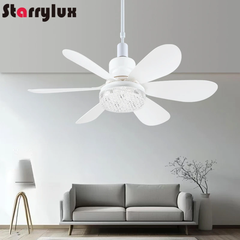 E27 Socket Ceiling Fan Light with Remote – 3-Color Dimmable LED for Living Room Dining Room Minimalist