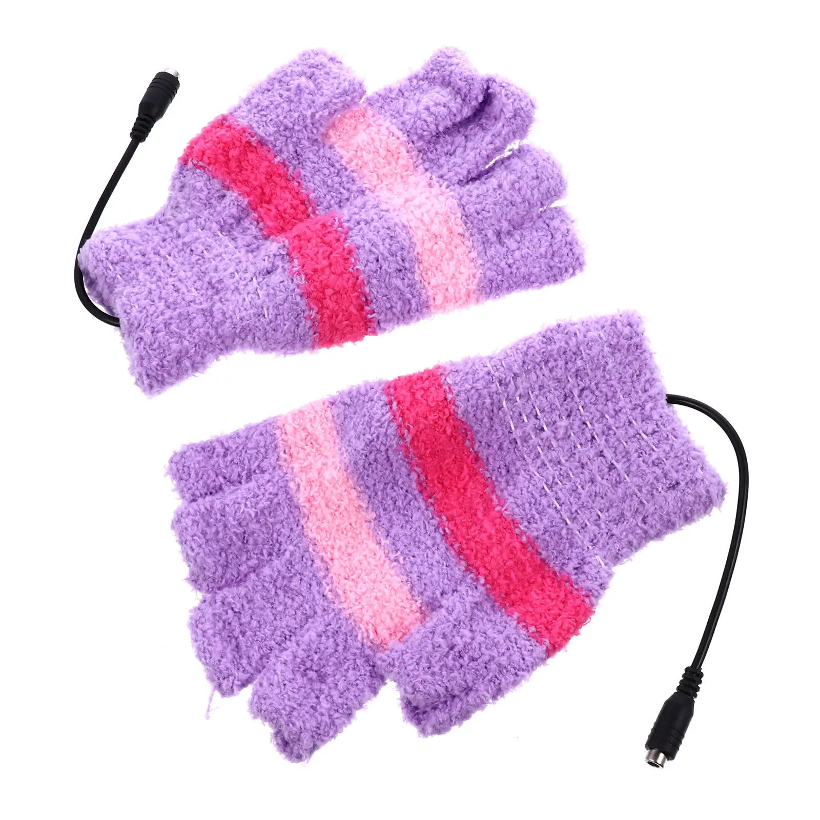 

1Pair Heated Gloves USB Powered Woolen Half Finger Thermal Gloves for Laptop Use Indoor Outdoor Winter Sports Hand Warmer Unisex