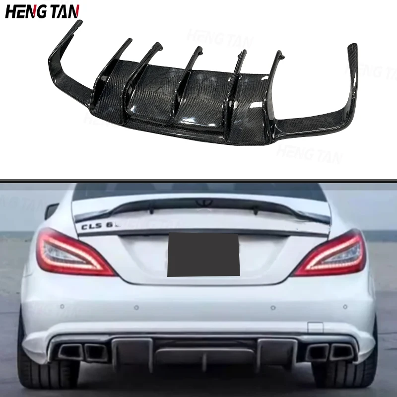 Carbon Fiber For Mercedes Benz CLS Class W218 CLS350 CLS63 AMG 2011-2014 Car Rear Bumper Lip Diffuser Spoiler Parts Body kit