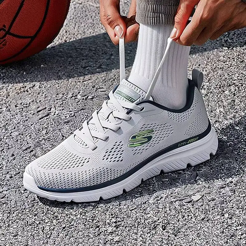 ALL SEASONS Skechers Mens New Light Gray Breathable Mesh Walking Shoes Comfortable Casual Sport Sneakers 8790440-LGMT