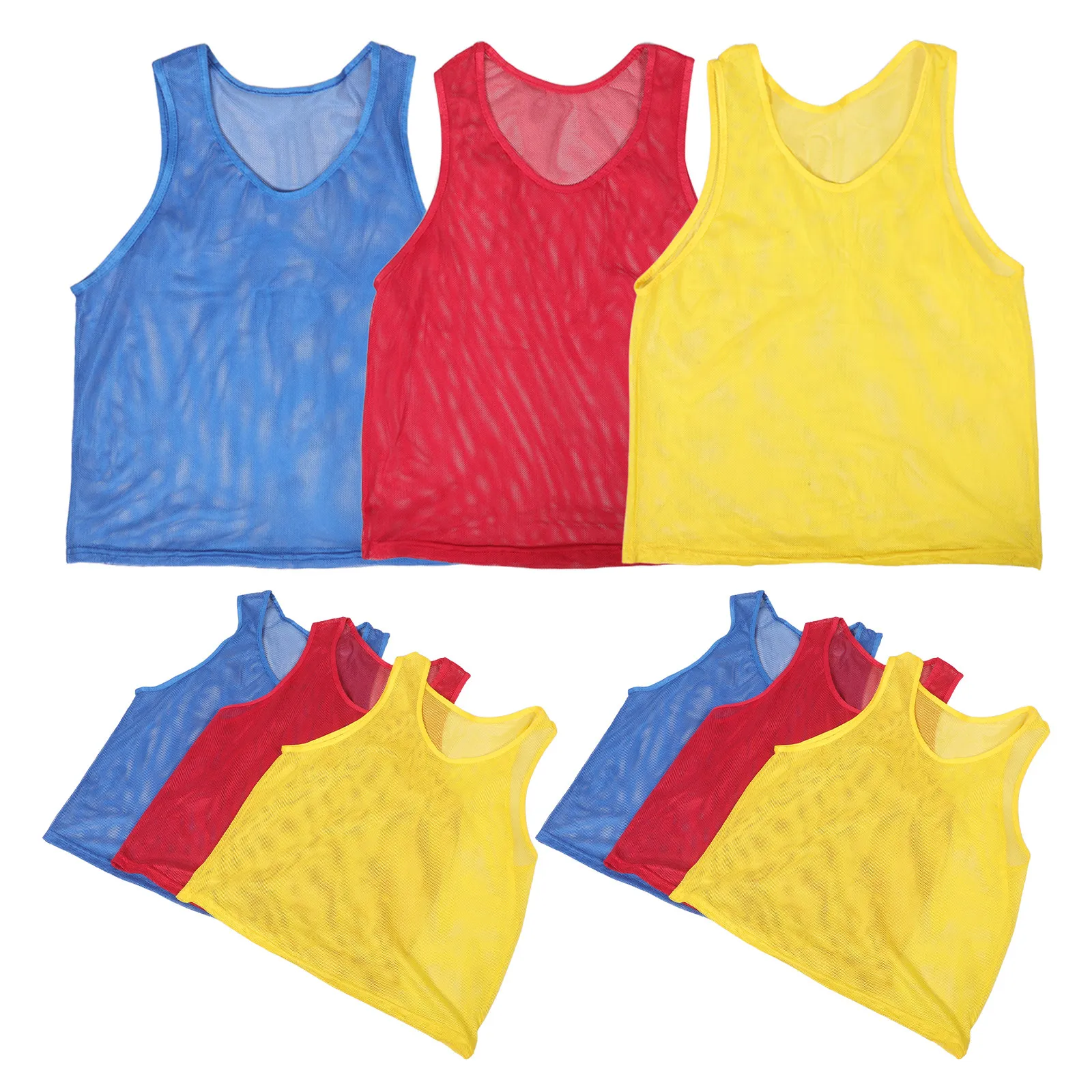 9Pcs Bright Color Mesh Training Vests Team Pinnies Noslip Shoulder Straps Breathable Lightweight Sports Practice Bibs Soccer