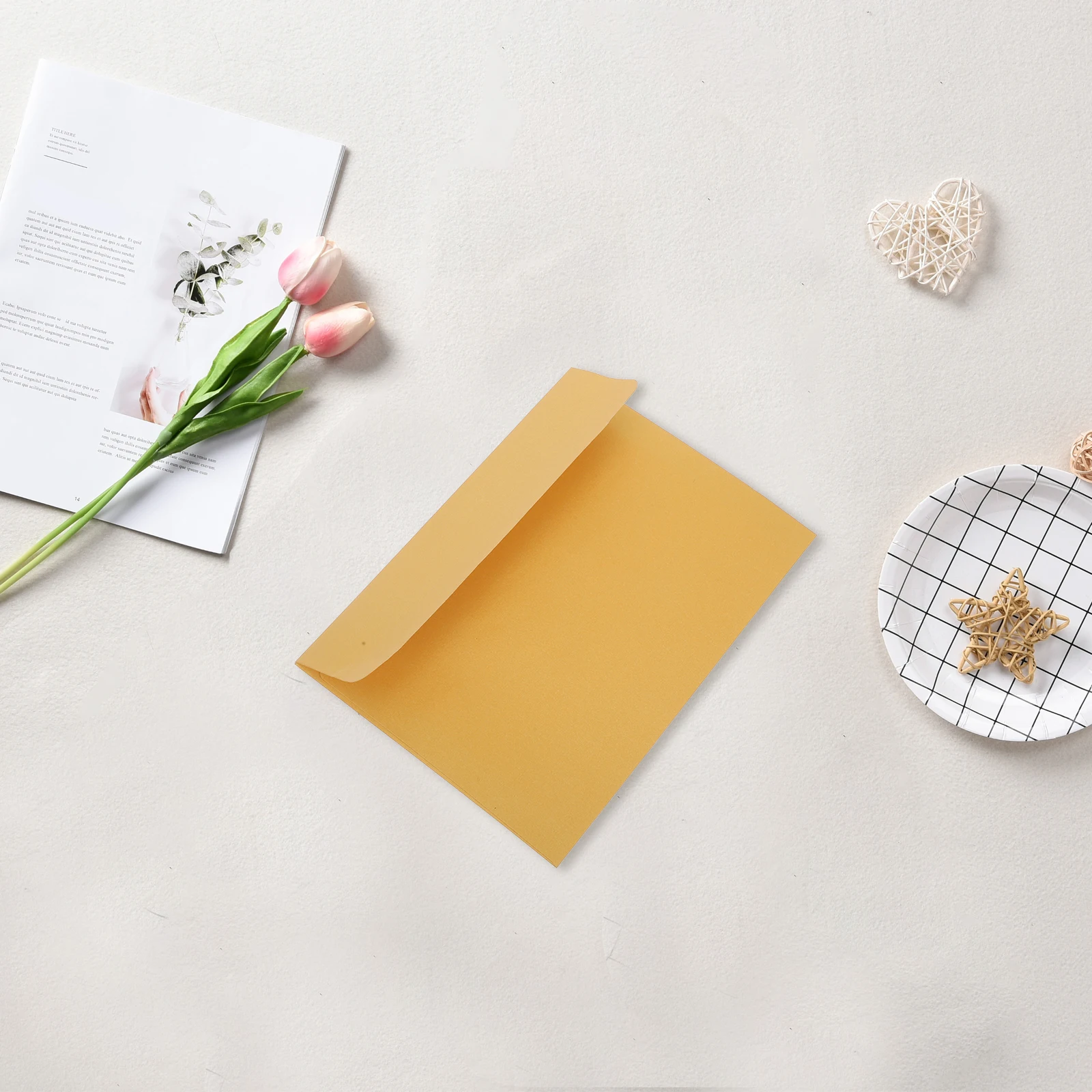 50Pcs Western Style Self Adhesive Metallic Invitation Envelopes Gold Pearl Paper Tear Resistant Secure Closure for Invitations