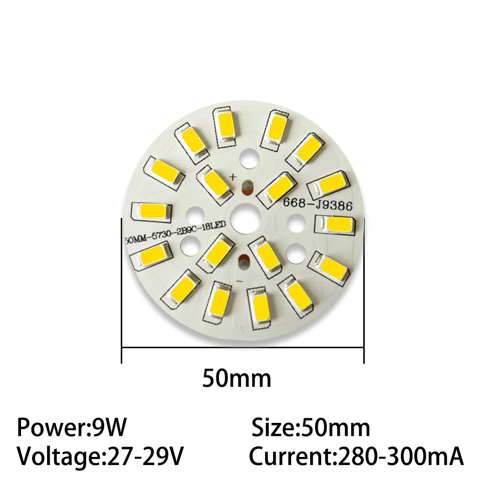 9W 50mm 58mm 65mm LED Chip Lamp Beads SMD 5730 Beads Kit LED Diode Round Light Source LED Bulb Spotlight Emitter