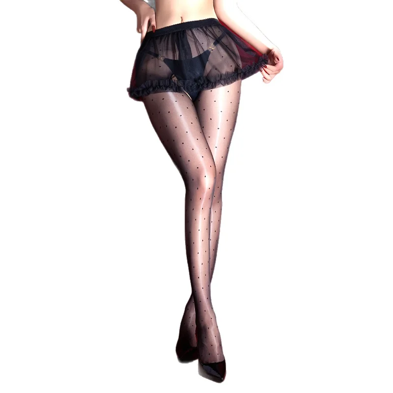 Sexy Stockings Female Mesh Skirt Open Crotch Pantyhose Ultra-Thin Oil Shiny Transparent Temptation Sockings Night Club Wear