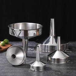 Stainless Steel Funnel Kitchen Wine Oil Liquid Metal Funnel With Detachable Filter Wide Mouth Funnel For Canning Kitchen Tools