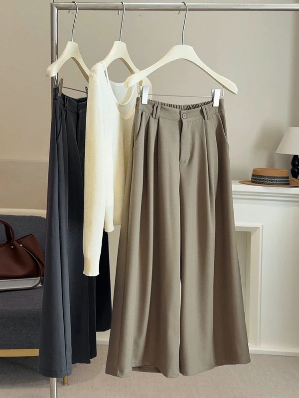 

High Waist Wide Leg Suit Pants Women plus Size Extra Large 300 Pounds Thin Hanging Sensation Summer Casual Hide Hip Straight ...