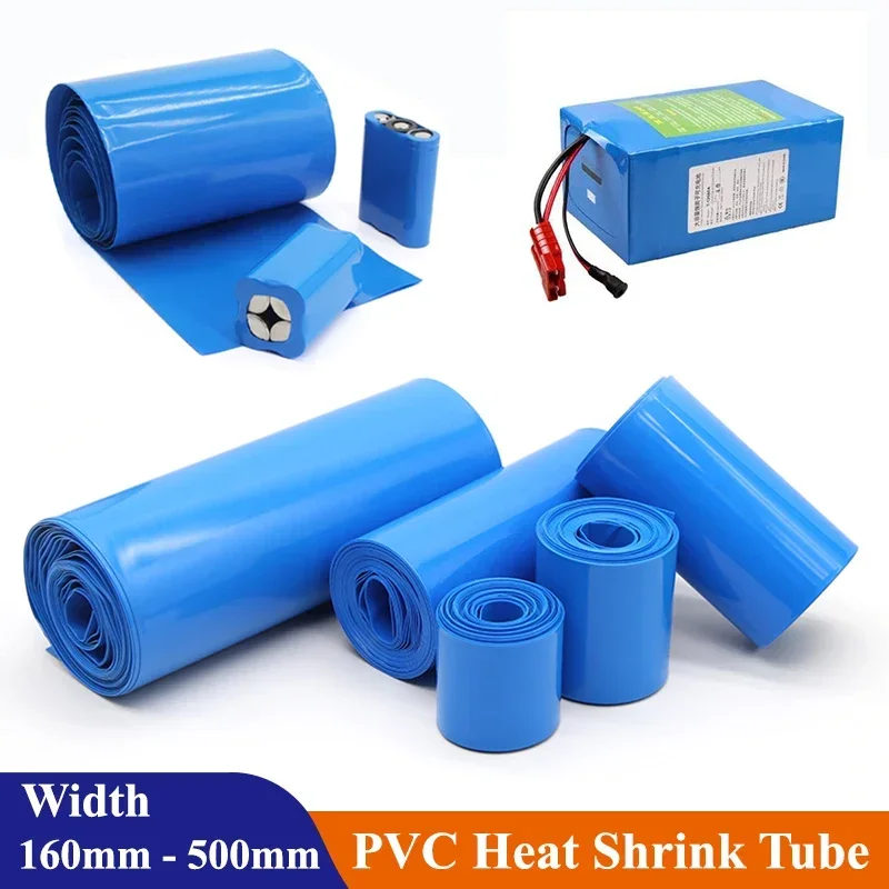 

1M~10M PVC Heat Shrink Tube 18650 Lipo Battery Pack 160mm ~ 500mm Insulated Protection Film Wrap lithium Case Cable Sleeve Blue