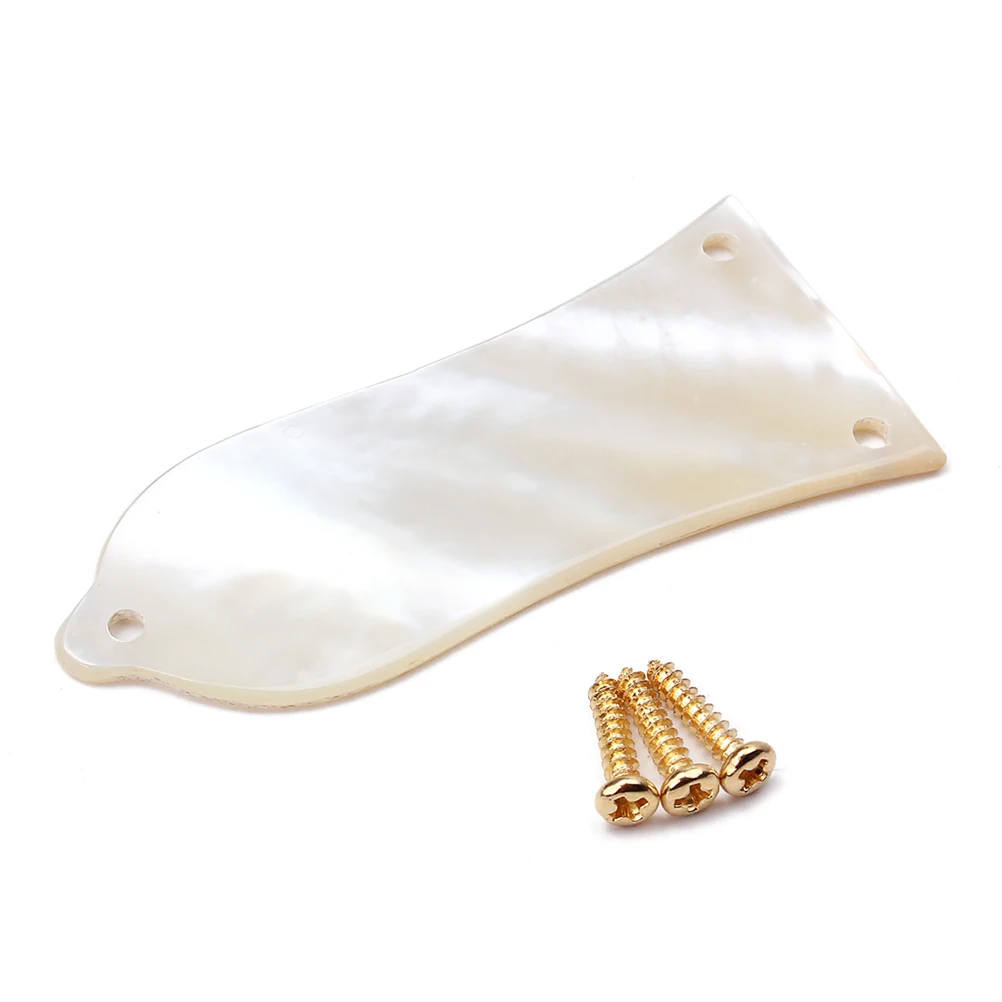 

White Shell Electric Guitar Truss Rod Cover 3 Holes 1.74Inch Thickness 49.68Mm Hole Distance 18.2Mm Screws Included For