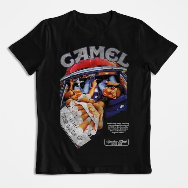 Retro Camel Cigarettes Pleasure to Burn T-Shirt Vintage Cotton Short Sleeve Casual Streetwear Men Women Clothing Harajuku Tops