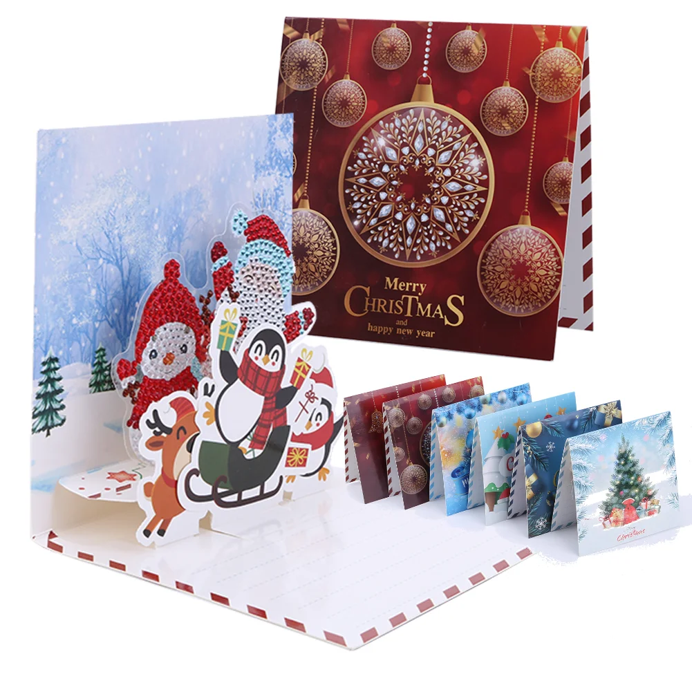 6pcs/Set DIY Diamond Painting New 2024 Christmas Card Festival Greeting Card Handmade Diamond Embroidery Painting Kits