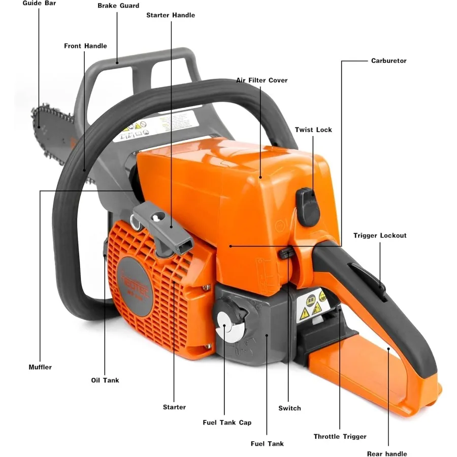 منشار غاز NEOTEC 45.4cc NS846 Powerhead مع شريط توجيه 16 بوصة وسلسلة 3.0 HP 2 24KW منشار سلسلة الطاقة متوافق تمامًا مع #3