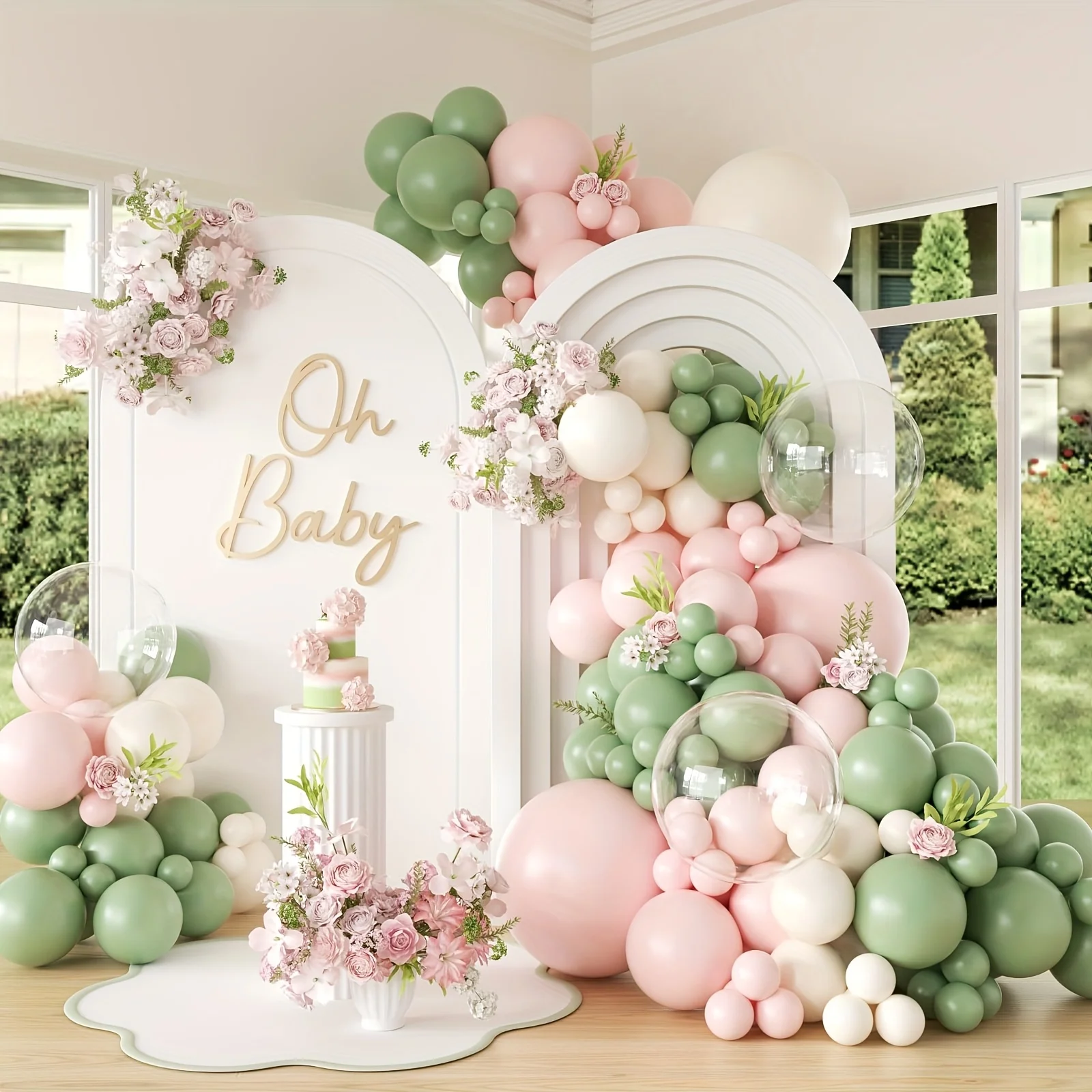 Party Games Bridal Shower - مجموعة أقواس بالونات باللون الأخضر المائل