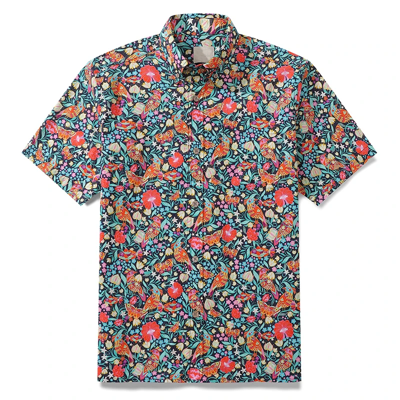 

Hawaiian Shirt Men Summer 3d Birds Printed Holiday Travel Hawaii Short Sleeve Blouses Tee Shirts Oversized Casual Camisa Lapel