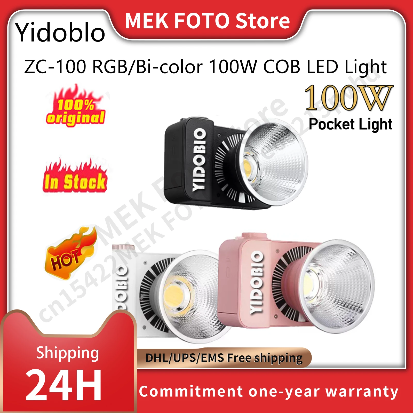 Yidoblo ZC-100 RGB / Bi-color 100W COB LED Light Photography Lighting Video Pocket Light for Outdoor Photo Video Shooting