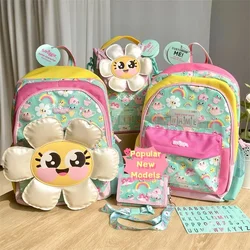 Australia Smiggle Original Student Schoolbag Girls Cute Flowers Shoulder Backpack Kawaii 3-7 Years Bags Name Card