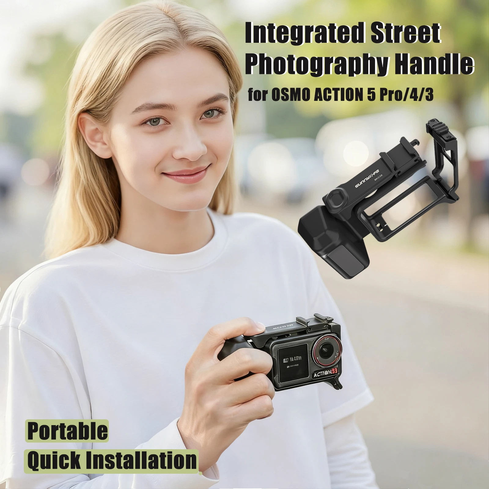 

One-Piece Street Shooting Handle Compatible with DJI OSMO ACTION 5 PRO 4/3
