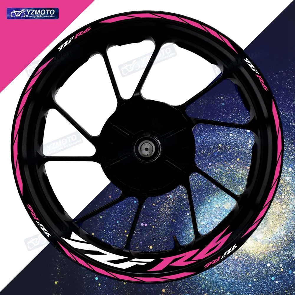 

Для мотоцикла YZF R6 YZF-R6 17-дюймовая наклейка на переднюю и заднюю ступицу колеса Светоотражающая водонепроницаемая наклейка Модифицированные декоративные наклейки на обод