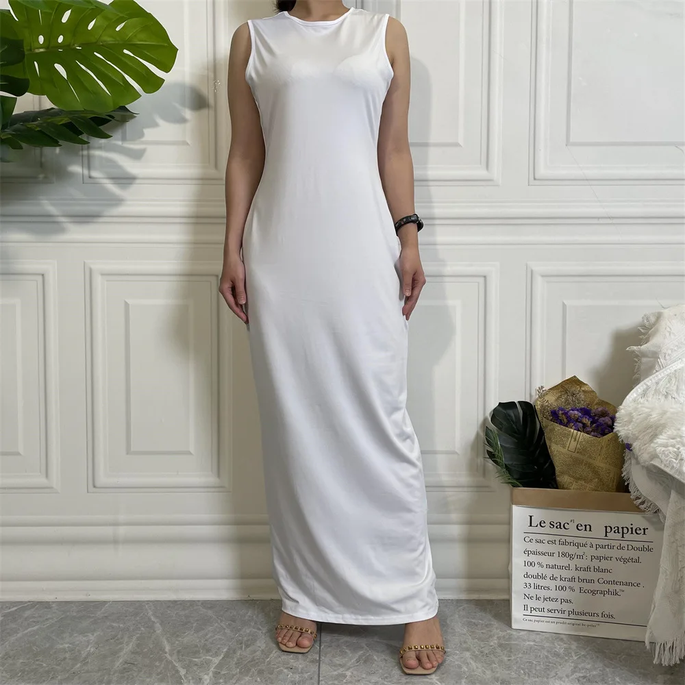 All-Match Effen Onder Abaya Binnenjurk Moslim Voor Vrouwen Effen Jurk Midden-Oosten Dubai Innerlijke Abaya Islamitische Kleding Dames Arabisch