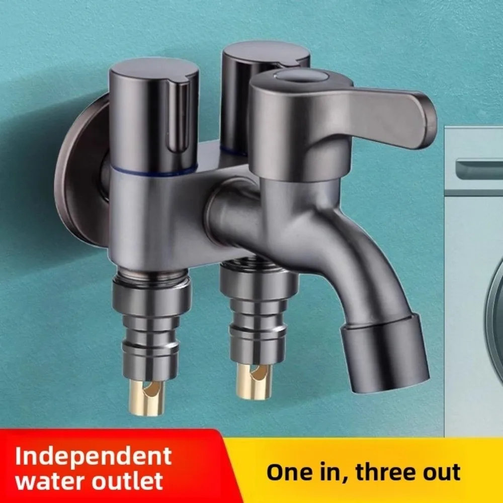 

New Multifunction Three Tap Faucet Dual Control Easy To Install Angle Valve Flushing Spray Double Outlet Diverter Tap Bathroom