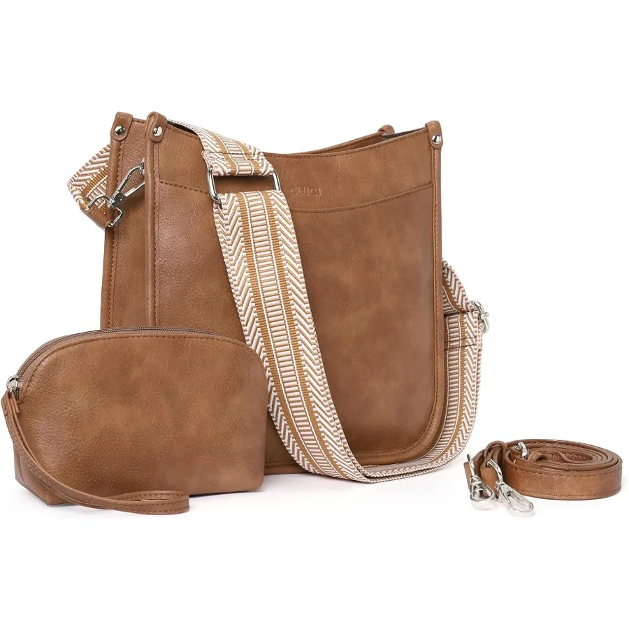 

CLUCI Purses for Women Vegen Leather Crossbody Bags for Woman Trendy 2PCS Hobo Handbag with 2 Adjustable Guitar Strap