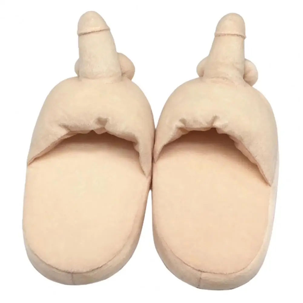 

1 Pair Winter Slippers Funny Penis Shape Bedroom Couple Winter Warm Slippers Modeling Men Women Fashion Plush Flat Slippers