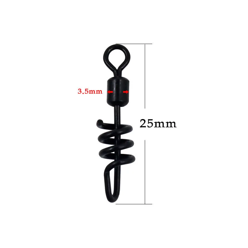 TOPIND 1000pcs/bag Matte Black Rolling Swivel with Screwed Snap for Carp Fishing