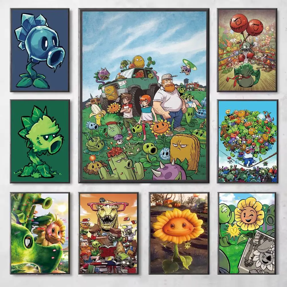 Игра P-Plants vs Z-Zombies, плакат, галерея, принты, самоклеящиеся украшения для домашнего декора, наклейки на стены, наклейка для гостиной