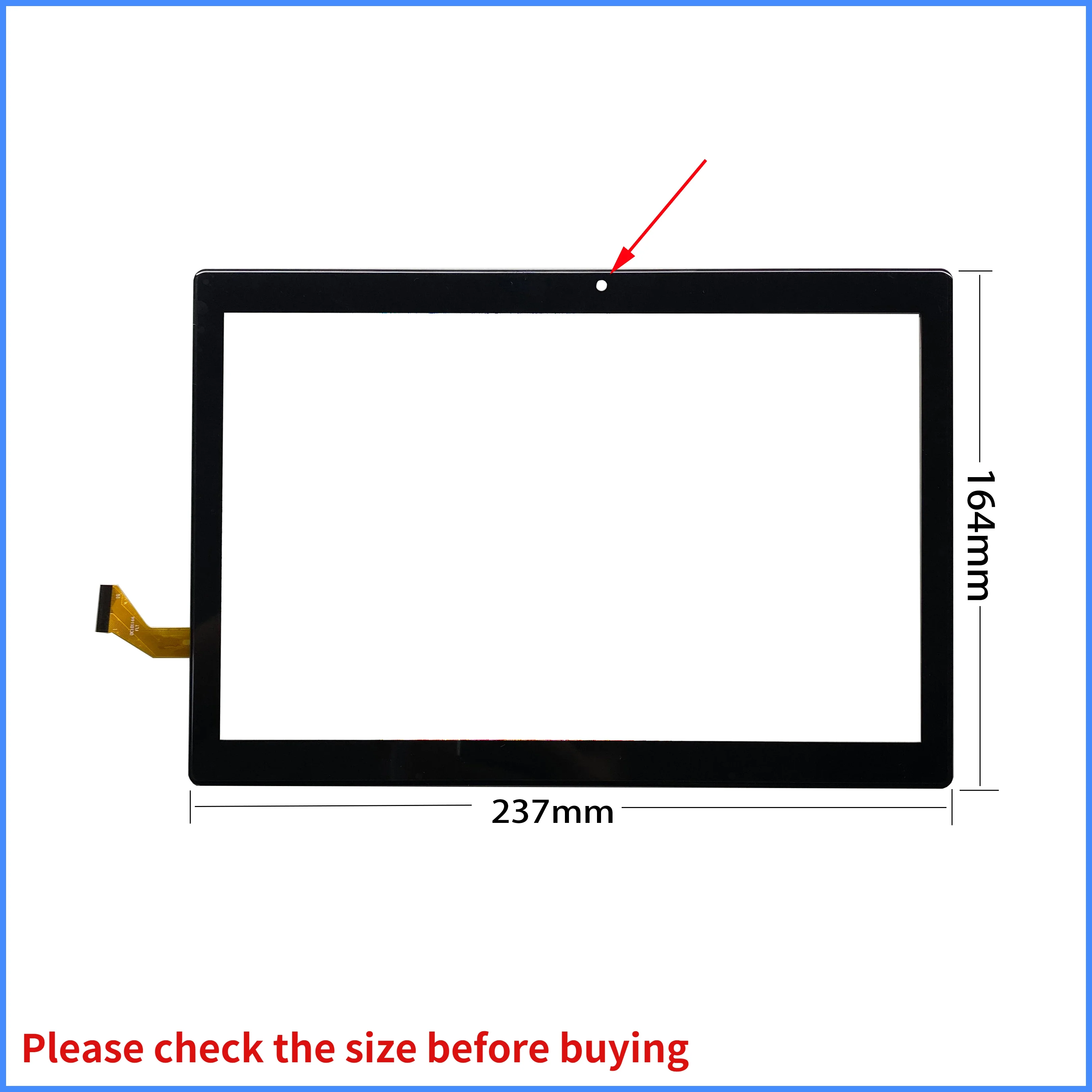 

10.1inch Black P/N DC101166 FLT / WWX252-101-V0 FPC Tablet PC Capacitive Touch Screen Digitizer Sensing Panel Replacement