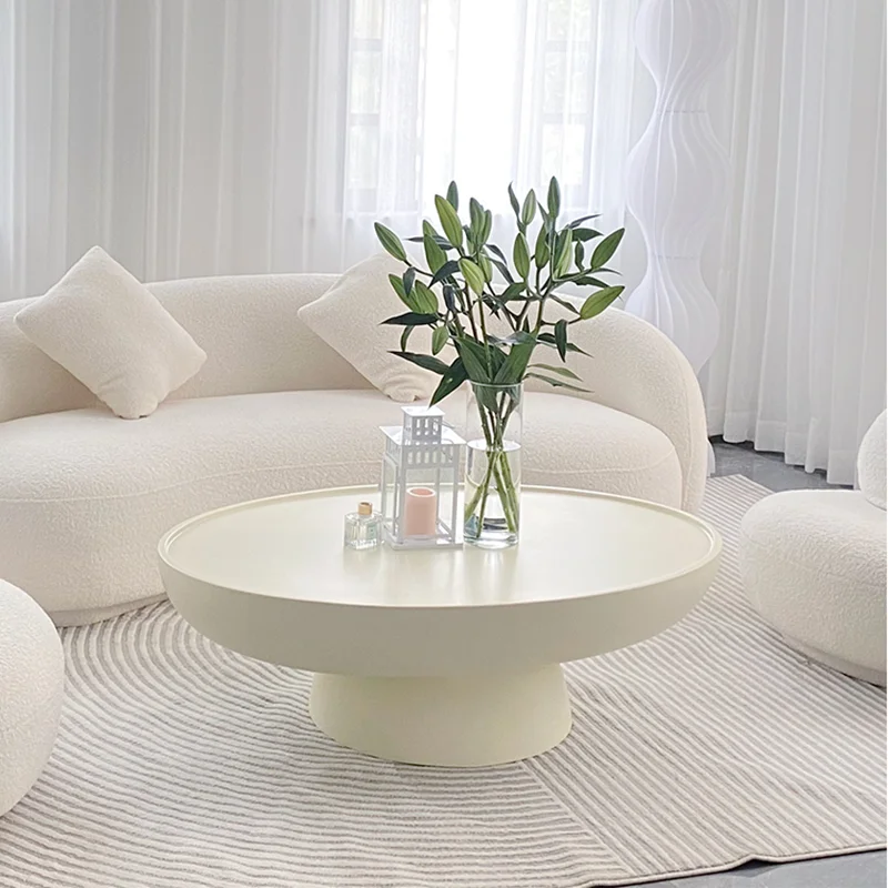 Nordic Hardcover Coffee Table Plastic Traditional Large Aesthetic Side Table Round White Mesa Auxiliar Living Room Accessories