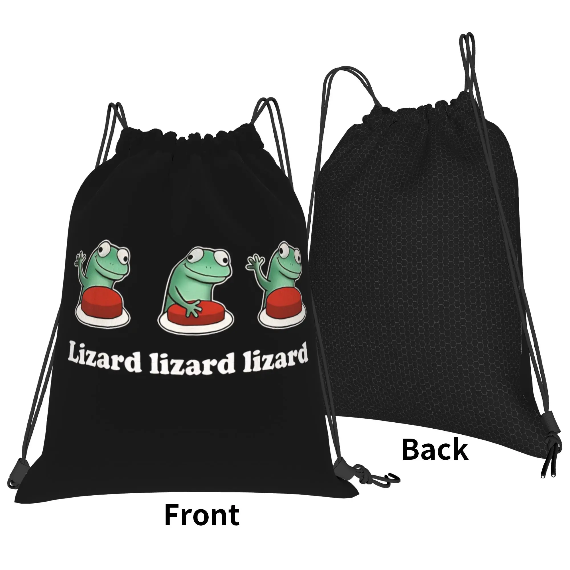 Lizard Funny Weirdcore Animal Lizard Lizard Lizard Meme Portable Travel Riding Gym Drawstring Storage Sporty Backpacks